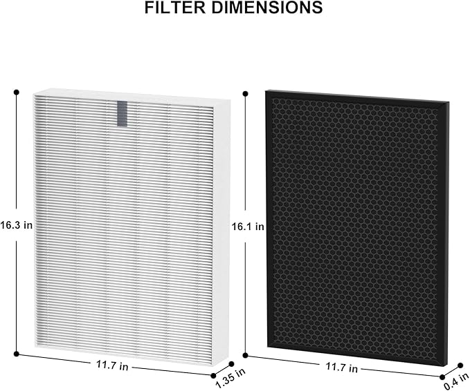 XQ True Replacement Filter X Compatible with Winix XQ, XQ Pro Tower Air Cleaner Purifier, 1712-0089-01-0101-02, 2 x True Filter & 2 x Activated Carbon Filters