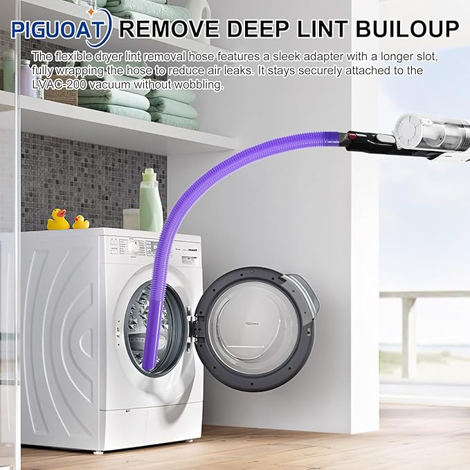 LVAC-200 Dryer Vent Cleaner Kit Fit for Levoit LVAC-200 Cordless Stick Vacuum Cleaner, 1 Dryer Vent Cleaner Kit + 1 Universal Adapter Tube