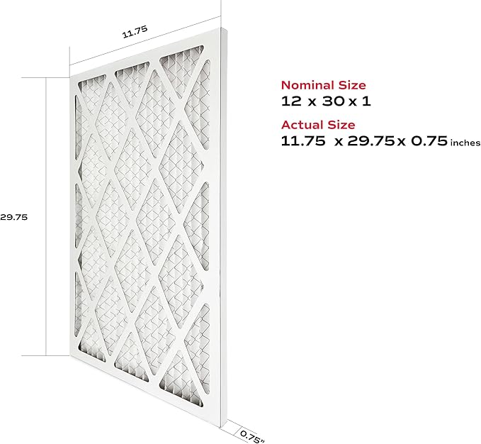 True Blue 12x30x1 MERV 11 Allergen Air Filter (4-Pack) | Electrostatic Pleated HVAC Furnace Air Filter | Replacement Filter for Home Use | Made in USA