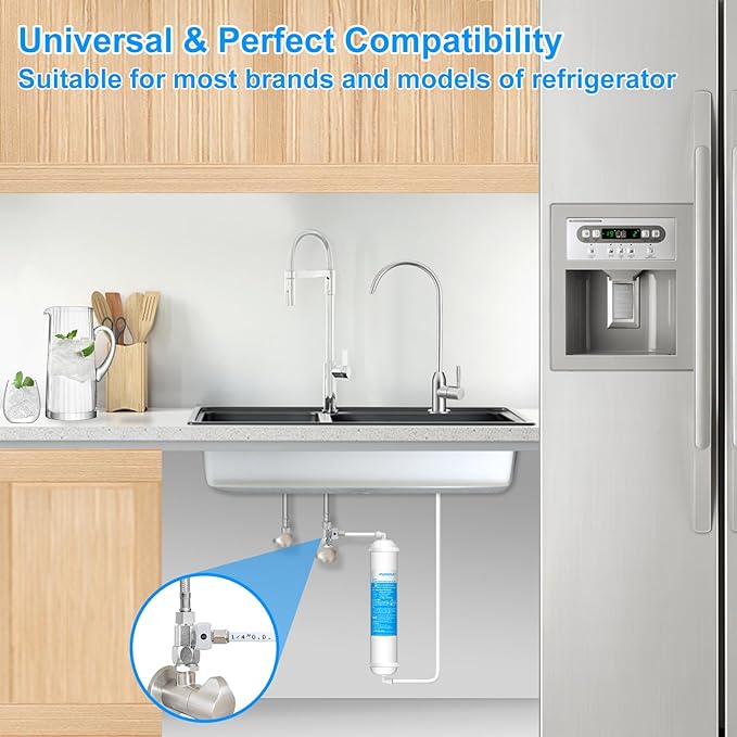 Under Sink Water Filter - Water Filter kit for Home Bar and Bathroom,Highly Effective Reduces Chlorine,Bad Taste&Odor,Good Choice for a Countertop Ice Maker,Coffee Maker and Skin Care
