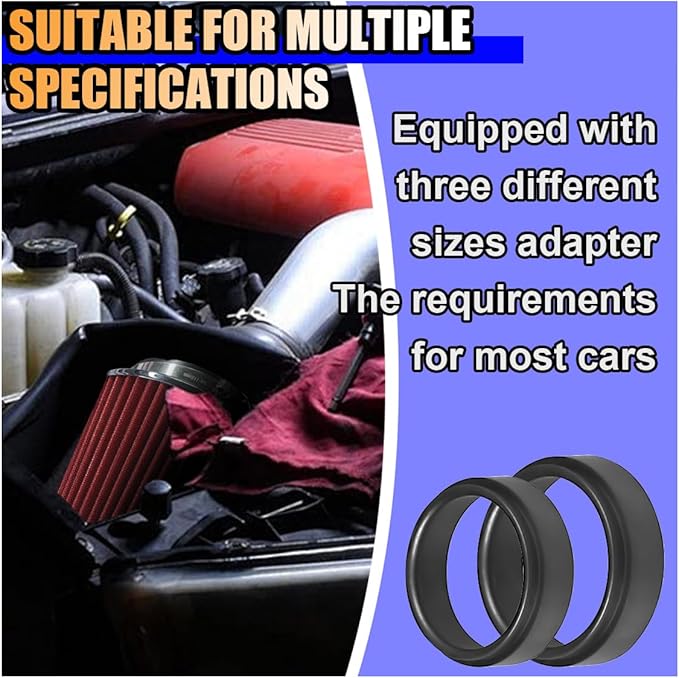 Universal Clamp-On Air Intake Filter, High Flow Closed-Top Cool Air Filter Cleaner, 76 89 102MM Performance Round Tapered Cone Air Filters, Washable Replacement Filter for Car Truck (Red)