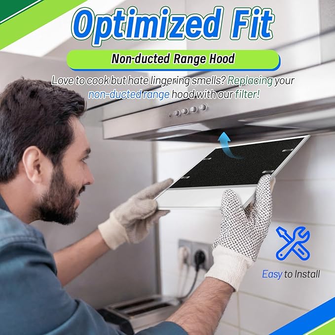 Range Hood Charcoal Filter 7.75" x 10.5" - Fits Broan and Nutone BP58 43000 Series Range Hoods Filter Replacement Insert Carbon Filter for Eliminates Cooking Odors (4-Pack)