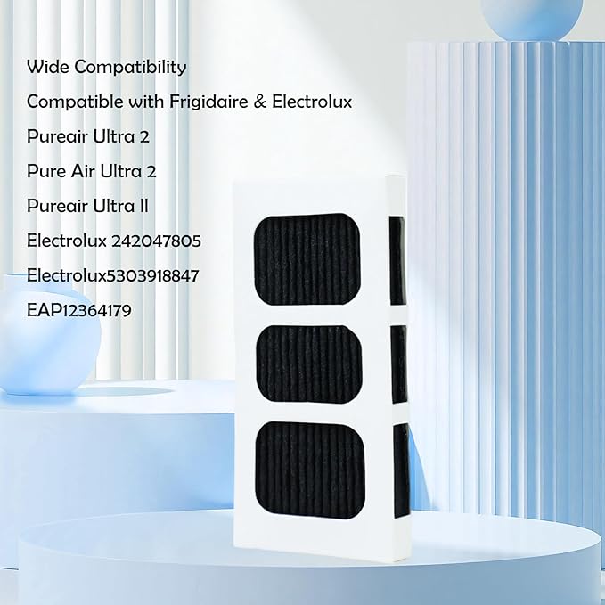 6-Pack Refrigerator Air Filter Replacement - Universal Fit for Odor Reduction & Freshness, Compatible with Frigidaire Paultra2, PureAir Ultra 2, Pure Air Ultra II and Electrolux Part Models