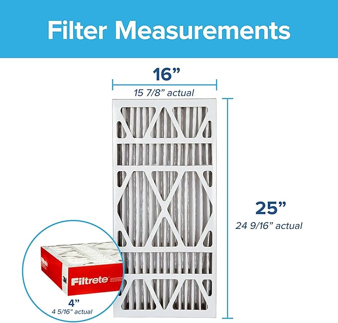 Filtrete ADP01-2PK-2 16x25x4 AC Furnace Air Filter, MPR 1000, Fits Honeywell and Lennox Devices, Micro Allergen Defense Deep Pleat, 2-Pack (Actual Dimensions 15.88 x 24.56 x 4.31), 2 Count