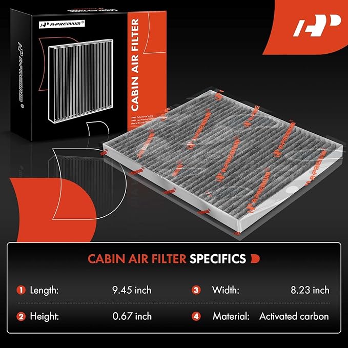 A-Premium Cabin Air Filter with Activated Carbon Compatible with Kia Spectra 2004-2009, Spectra5 2005-2009, Borrego 2009-2011, Replace# 971332F010