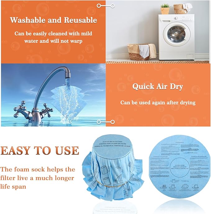 Reusable Wet Dry Vac Filter VF2002 90107 Dry Disc Vacuum Filters for Most 5 Gallon and Larger Shop Vac Branded Wet/Dry Vacuum Cleaners(pack of 12pcs Disc Filters 6pcs Retaining Bands)
