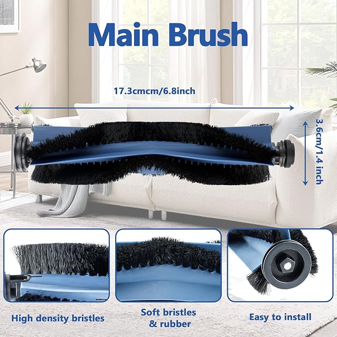 21 Pack X10 Pro Omni Replacement Parts for Eufy X10 Pro Omni Robot Vacuum Accessories, 1 Main Roller Brush, 2 Hepa Filters, 4 Mop Cloth Pads, 6 Side Brushes, 6 Dust Bags, 1 Screwdriver 1 Clean Tool
