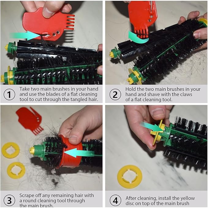 neutop Replacement Parts Accessories Filters Brushes Compatible with iRobot Roomba 500 Series 555 560 561 562 570 581 and Other Models with Green or Red Cleaning Head.