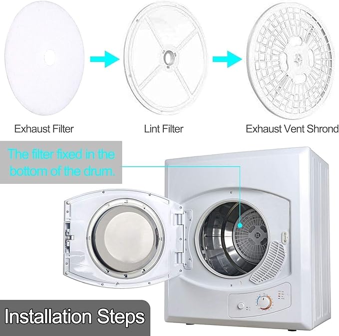 10PCS Dryer Vent Filters Replacement Kit - High-Efficiency Lint Traps for Panda/Magic Chef/Avant Dryers, Universal 227x33mm Cotton and Paper Filter Discs (White Round Ventilation Mesh)