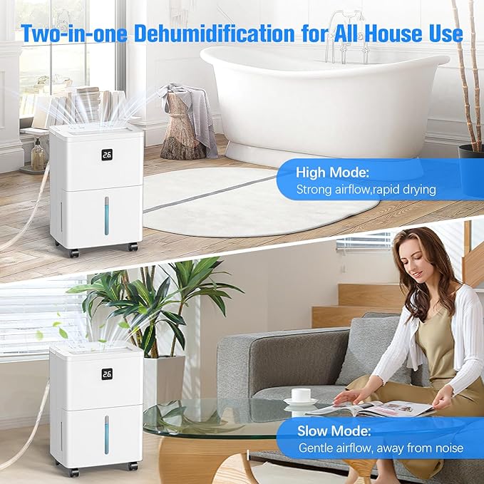 DEVERSE Max 25 Pints Dehumidifier for Home/Bedroom/Basement, 3000 Sq.Ft Coverage, with Drain Hose, Smart Humidity Control & Large Tank