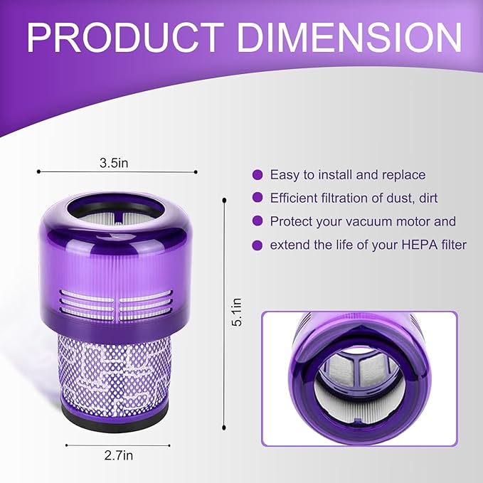Suitable for Dyson V15/V11/SV14 handheld wireless vacuum cleaner accessories Purple vacuum cleaner filter element filter filter net