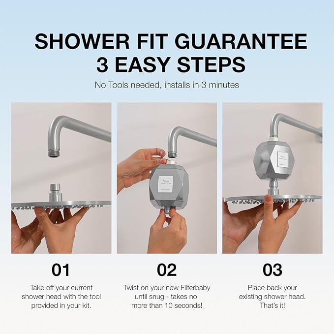 Filterbaby Diamond Shower Filter, IAPMO Certified to NSF177 Standard,Expert Developed Filter for Skin&Hair,Lab Tested to Reduce up to 99%Chlorine,Chloramine&Impurities,Eco Friendly Long Lasting,Chrome