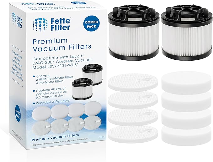 LVAC-200 Premium Replacement Filters Compatible with Levoit LVAC-200 Cordless Vacuum Model LSV-V201-WUS Includes 2 HEPA Post-Motor Filters & 4 Pre-Motor Filters for LVAC200 Vac