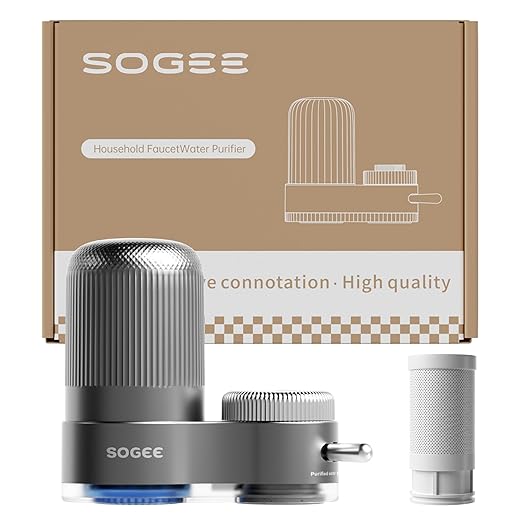 Faucet Water Filter, Sink Water Filter with NSF42 Certified & Blue Light, Remove Chlorine,Odor & Heavy Metals, Fits 15/16“, 13/15”, 3/4" Kitchen Faucets,1* Filter, LJ203
