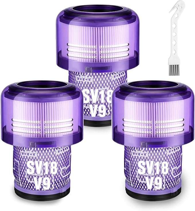 3 Pack V9 SV18 Vacuum Filter Replacement for Dyson V9 Motorbar Cordless Vacuum, for Dyson SV18 Digital Slim Fluffy Extra Pro Cordless Vacuum, Part No. 970612-01