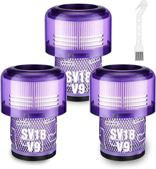 3 Pack V9 SV18 Vacuum Filter Replacement for Dyson V9 Motorbar Cordless Vacuum, for Dyson SV18 Digital Slim Fluffy Extra Pro Cordless Vacuum, Part No. 970612-01