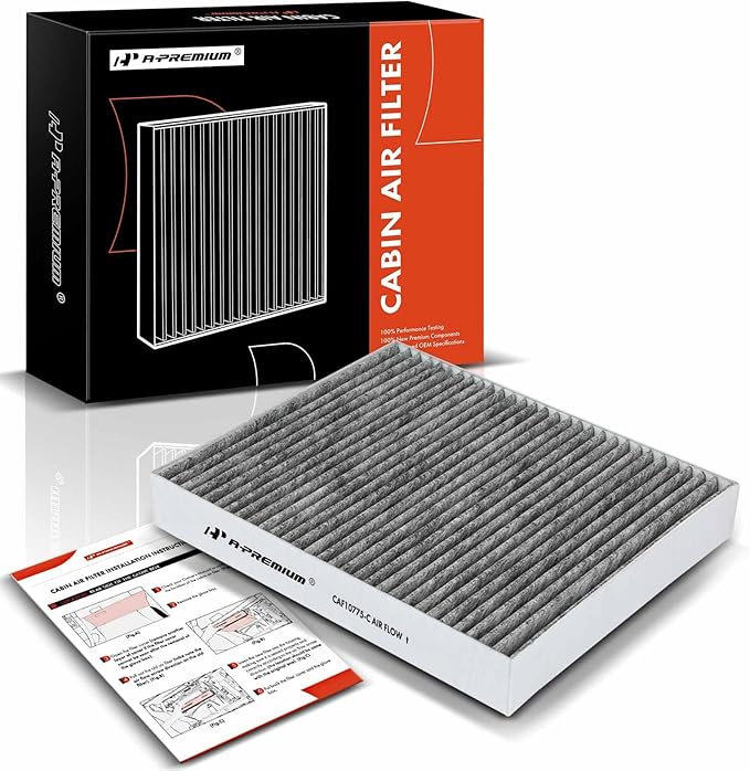 A-Premium Cabin Air Filter with Activated Carbon Compatible with Buick, Cadillac, Chevy & Saab - Malibu, Cruze, Sonic, Trax, Volt, Spark, Orlando, LaCrosse, Encore, Cascada, Regal, Allure, 9-4X, 9-5