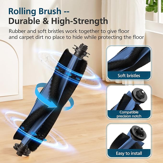 C10 Accessories for eufy C10 Robot Vacuum, 22 Pack Replacement Parts Include: 2* Main Rolling Brush, 6* Washable Filter, 6* Side Brush, 6* Dust Bag, 2* Cleaning Tool