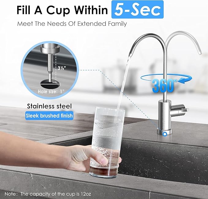 Waterdrop WD-10CM Under Sink Water Filter, Replacement TSB-CM 3-Stage Under Sink Water Filter System