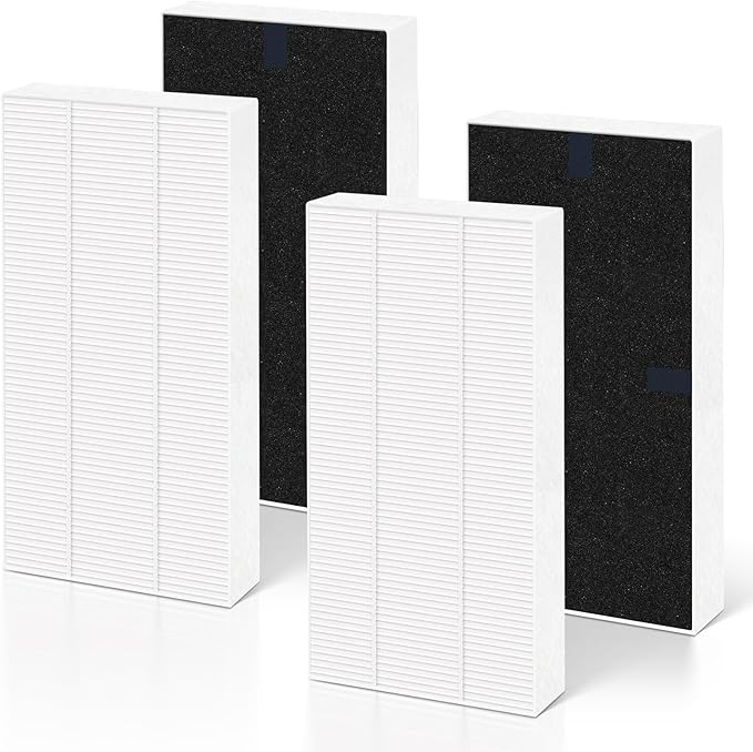 4 Pack U Filter Replacement Compatible with Honeywell HRF201B, HHT270, HHT270W, HHT290 and For Febreze FRF102B, FHT190W, High-Efficiency Air Filter with Activated Carbon Filter for Dust Pet Smoke