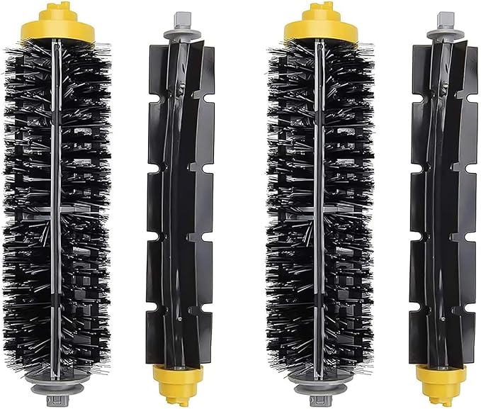 Garbage fighter Replacement Parts for iRobot Roomba 600 Series 690 980 670 660 651 650 630 614 595 585 564 552, 2 Pairs Bristle and Flexible Beater Brush, Vacuum Cleaner Kit