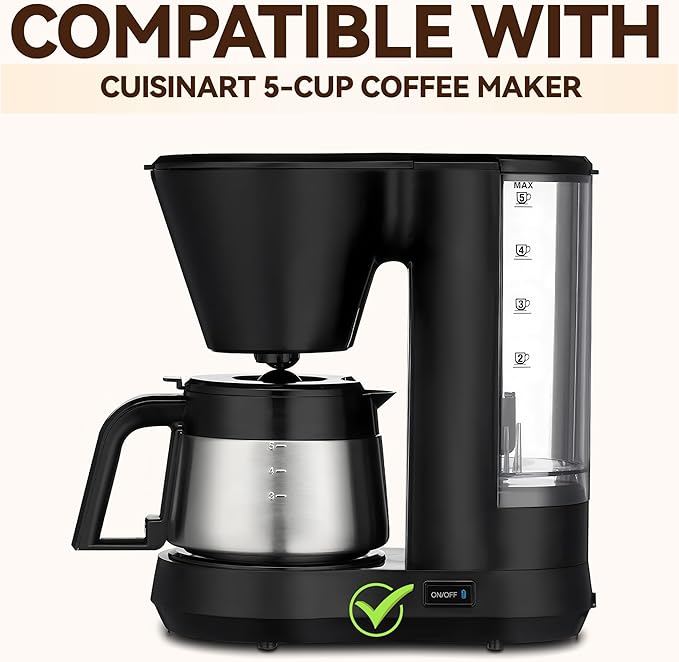Cone Coffee Filters Compatible with Cuisinart Coffee Maker DCC-5570NAS, Reusable Stainless Steel Cone Filters for Cuisinart 5 Cup