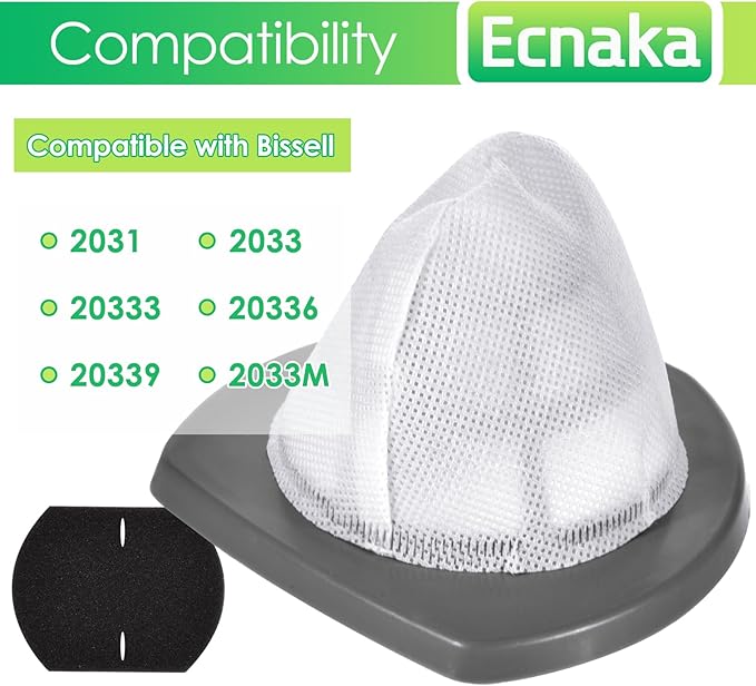 2033 Vacuum Replacement Filters for Bissell Featherweight Stick Lightweight Bagless Vacuum 2033, 20331, 20334, 20333, 20336, 20339, 2033M,Compare to Part 1611508-6 Mesh Filters 8 Foam Filters.