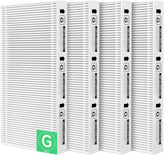 4-Pack HRF-G Replacement Filter Compatible with Honey-Well HPA030/HPA080/HPA180/HPA020/HPA075/HPA175 Series Purifiers Filter G, Part Number HRF-G1/HRF-G2