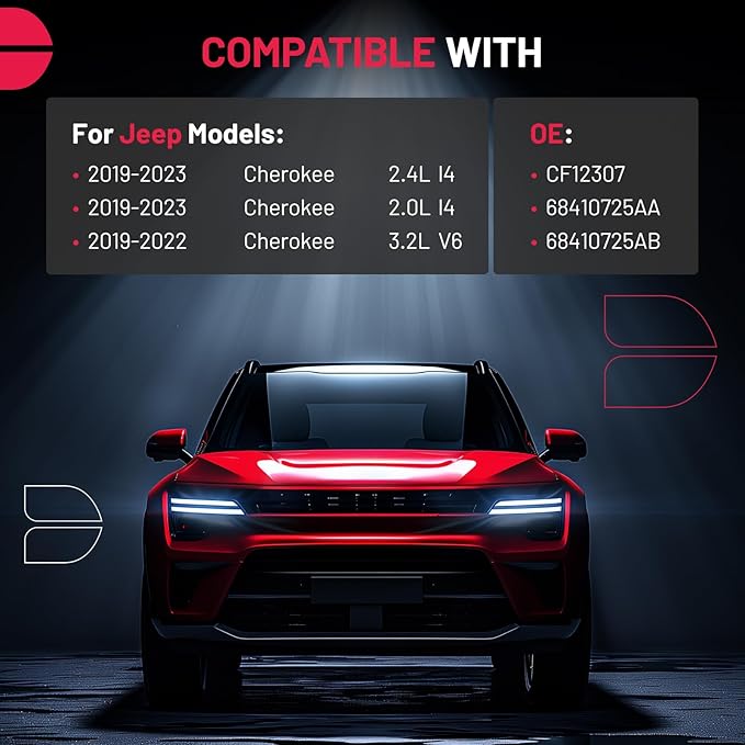 BDFHYK CF12307 Cabin Air Filter with Activated Carbon Compatible with Jeep 2019 2020 2021 2022 2023 Cherokee 2.0L 2.4L 3.2L