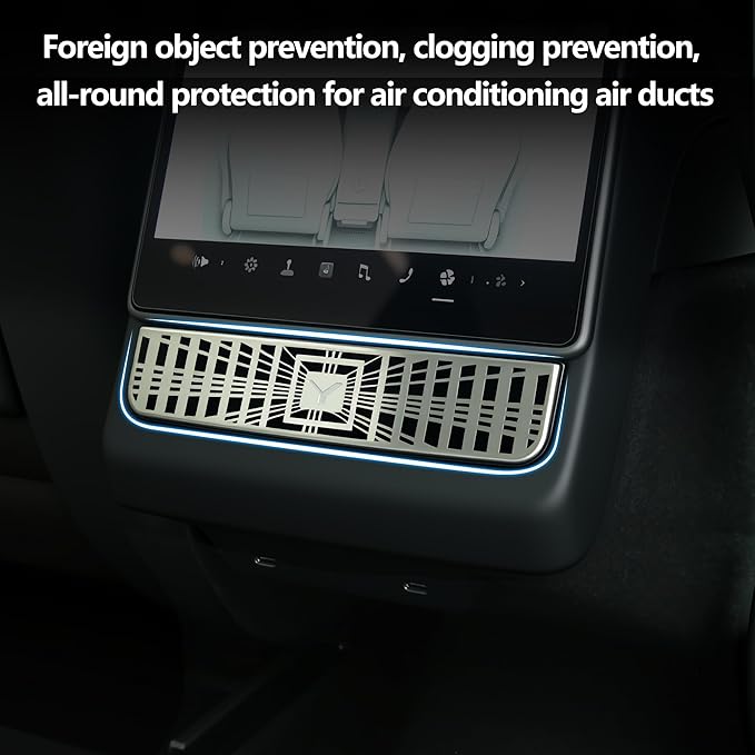 Rear Condition Air Vent Outlet Cover for 2025 2026 Tesla Model Y Juniper Accessories Air Flow Vent Grille Protection Upgraded stainless steel and ABS