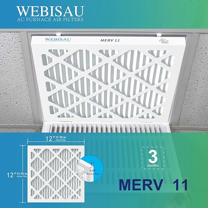 12x12x1 Air Filter MERV 11 MPR 1000 Furnace Filters 4Pack Pleated HVAC AC Furnace Air Filters,Air Conditioner Filters (Exact size: 11 3/4"x11 3/4"x 3/4")