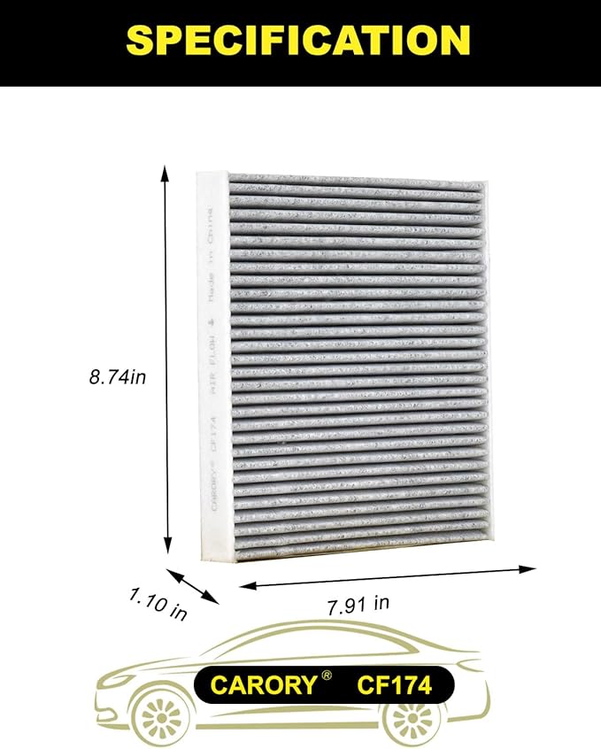 Cabin Air Filter w/Activated Carbon for Lexus IS300 (2016-2025), IS350 (2014-2025), IS250 (2014-2015), RC350 (2015-2025), GS350 (2013-2020), OE# 87139-30100, 87139-YZZ99, CF10074, XC10218C