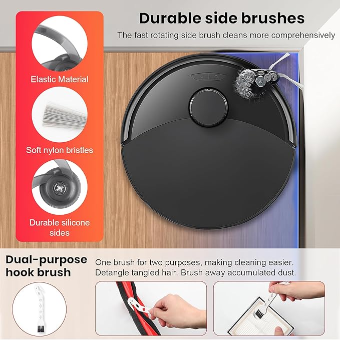 19 Pcs Replacement Kit for Q10 X5+ Robot Vacuum, 1 Main Brush, 4 HEPA Filter, 4 Mop Pads, 4 Side Brush, 4 Dust Bag, 1 Cleaning Brush and 1 Screwdriver