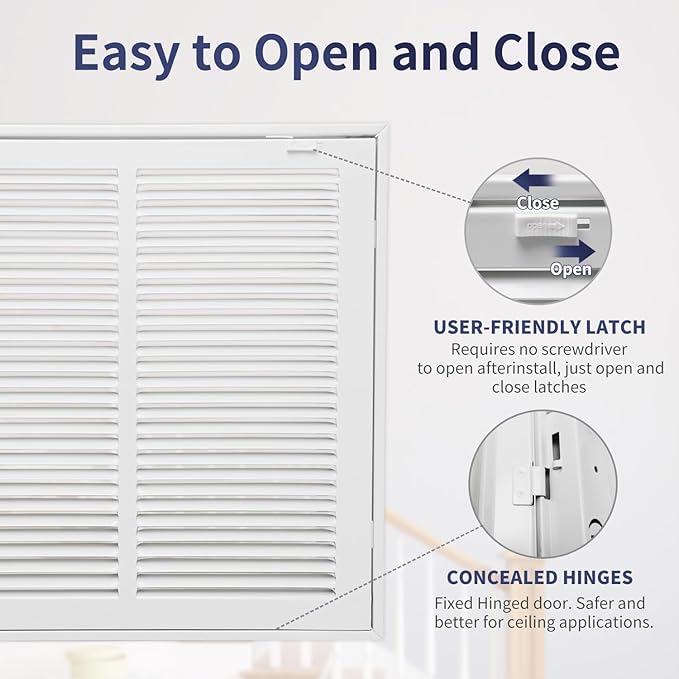 25"W x 20"H [Duct Opening Size] Steel Return Air Filter Grille - Removable Face/Door for 1 inch Filters -HVAC Vent Cover Grill - White [Outer Dimensions: 27 5/8"W X 22 5/8"H]