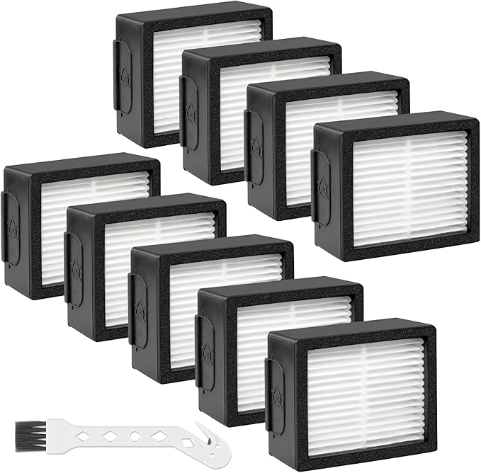 9-Pack HEPA Filter Replacement for iRobot Roomba E I J Series Combo E5 E6 E7 i3 i3+ i4 i4+ i5 i5+ i6 i6+ i7 i7+/plus i8 i8+ J5 J6 J8 Robot Vacuum Cleaner-9 x High-Efficiency Filters 4639161, 1 x Brush