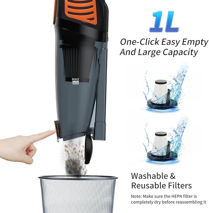 Corded Vacuum Cleaner, 12 in 1 Ultra-Lightweight Vacuum Cleaners for Home 15KPa Powerful Suction Stick Vacuum with Washable HEPA Filter for Home, Car, Pet Hair, Carpet, Hard Floor