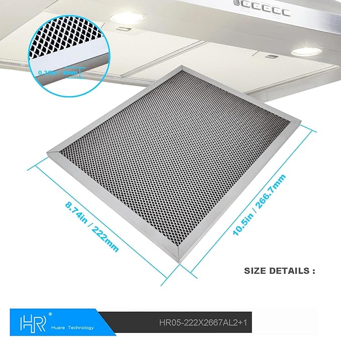 HR Huare Technology 97007696 Charcoal Range Hood Filter, Size 8-3/4 x 10-1/2 Inch, fits Broan,Kenmore,Nutone, Alternative S88152, K7588, S51113711, 41F, 4Pack