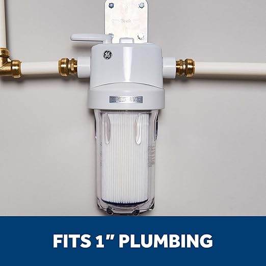 GE Whole House Water Filtration System, Reduces Sediment, Rust & More, Install Kit & Accessories Included, Replace Filters (FXHTC, FXHSC) Every 3 Months, GXWH40L