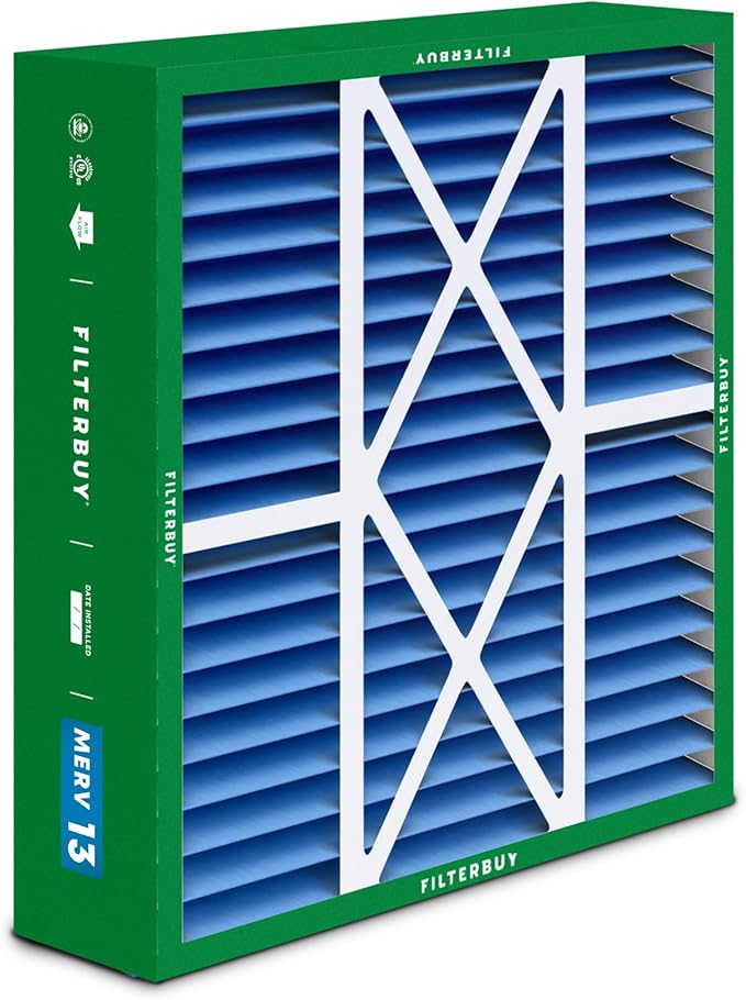 Filterbuy 20x22x5 Air Filter MERV 13 Optimal Smoke & Allergy Defense (4-Pack), Pleated HVAC AC Furnace Filters for Amana, Goodman, Nordyne, and Five Seasons (Actual Size: 19.50 x 21.94 x 5.25)