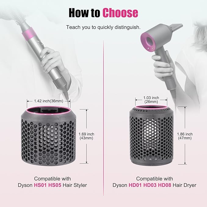 Outer Filter Cover Compatible with Dyson Airwrap Hair Styler with Filter Cleaning Brush HS01 HS05 Magnetic Filter Cage Replacement Parts