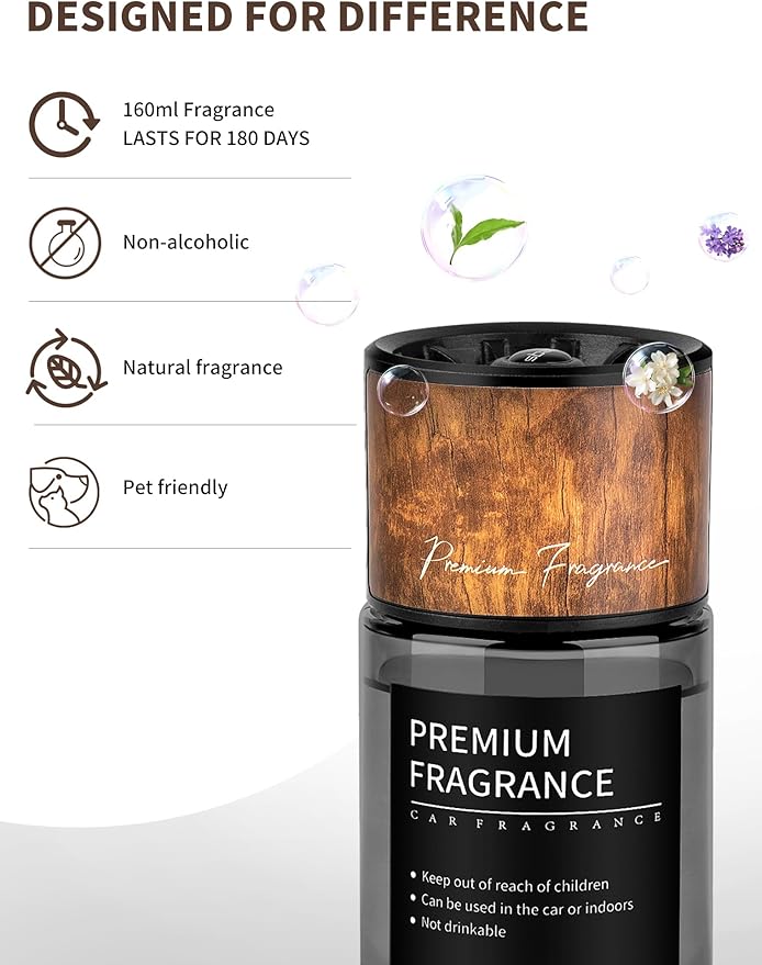 Kwak's Long Lasting Car Air Freshener - Aromatherapy for Car, Office,Home,160ML Natural Scents Air Fresheners for Men or Women(Black, Cologne)