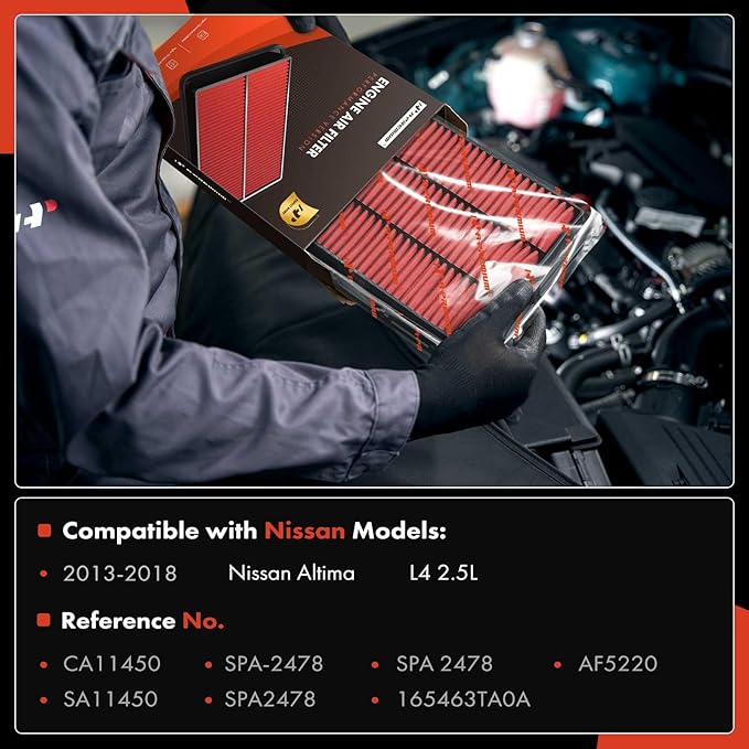 A-Premium Pre-oiled Engine Air Filter Compatible with Nissan Altima 2013 2014 2015 2016 2017 2018 2.5L, Replace# SPA-2478