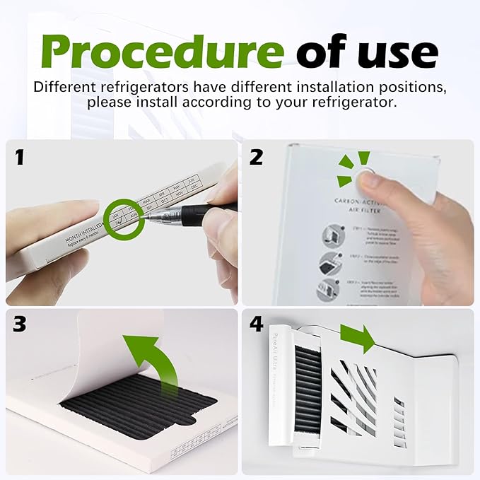 Refrigerator Air Filter Replacement for Frigidaire and Electrolux EAFCBF Fridge Replace 242061001, 242047801, 242047804, Effective Filtration with Activated Carbon Filter (6 Pack)
