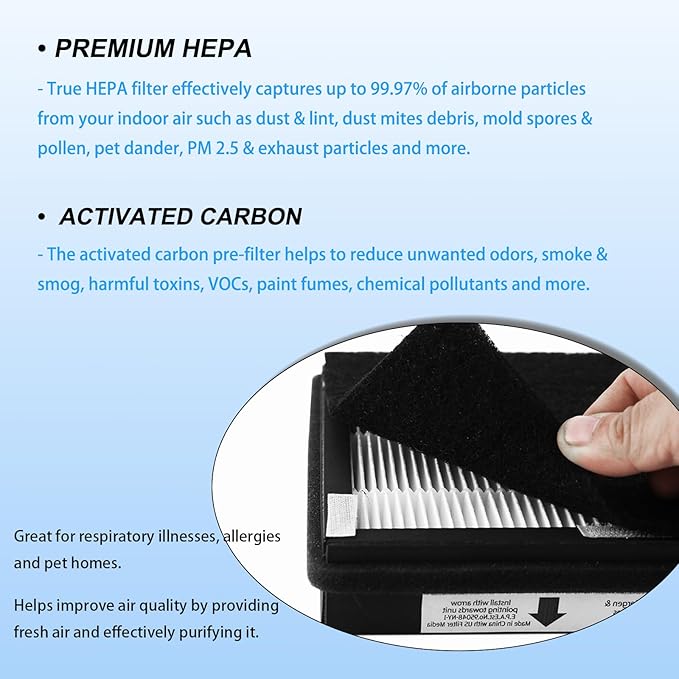 2-Packs Replacement Idylis Air Purifier Hepa Filters B (2 HEPA + 2 Carbon filters),Fit for Idylis Air Purifiers AC-2125,AC-2126,IAP-10-150,iap-10-125,Model #iaf-h-100b,ac2126,ac2125,type b