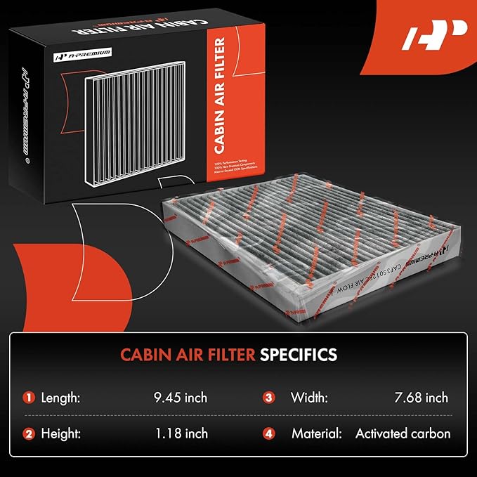 A-Premium Cabin Air Filter with Activated Carbon Compatible with Hyundai Ioniq 2020-2022, Kona Electric 2019-2024 BATTERY EV (EV/BEV)