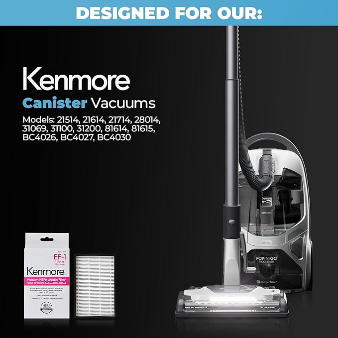 Kenmore 53295 EF-1 HEPA Media Vacuum Cleaner Exhaust Air Filter for Upright and Canister Vacuums,White