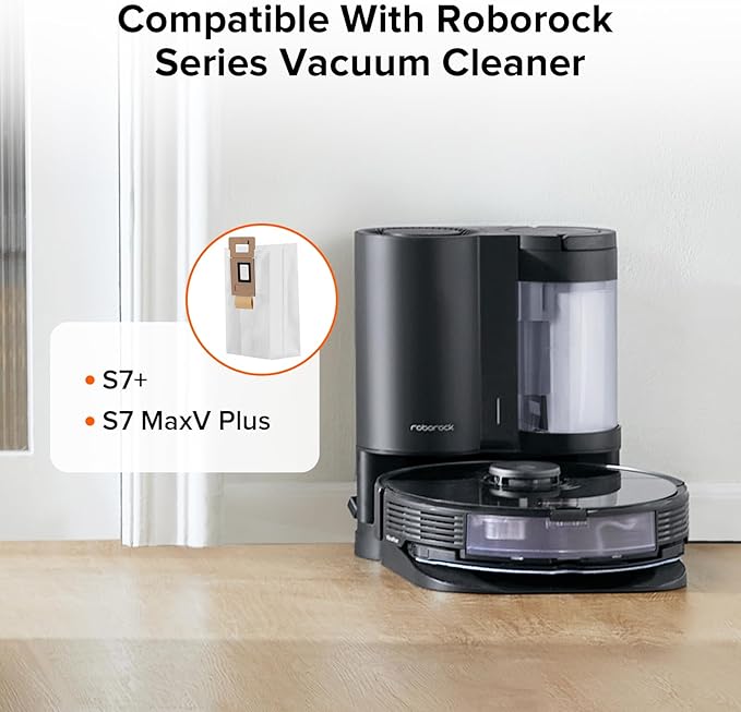 roborock 12 Packs Disposable Dust Bags for S7+ and S7 MaxV Plus Robot Vacuum Cleaner, 1.8L Large Capacity Vacuum Cleaner Dust Bags Replacement Parts