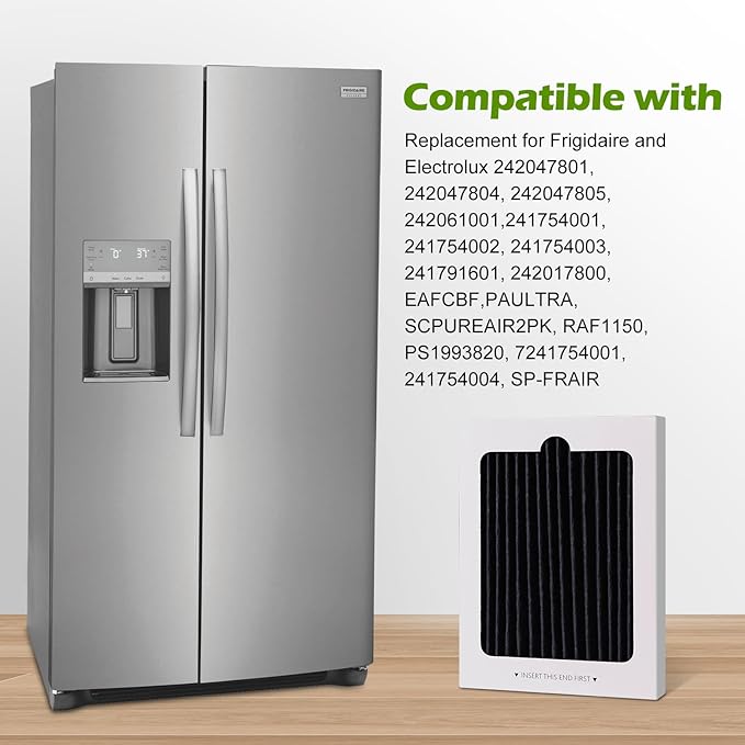 Refrigerator Air Filter Replacement for Frigidaire and Electrolux EAFCBF Fridge Replace 242061001, 242047801, 242047804, Effective Filtration with Activated Carbon Filter (6 Pack)