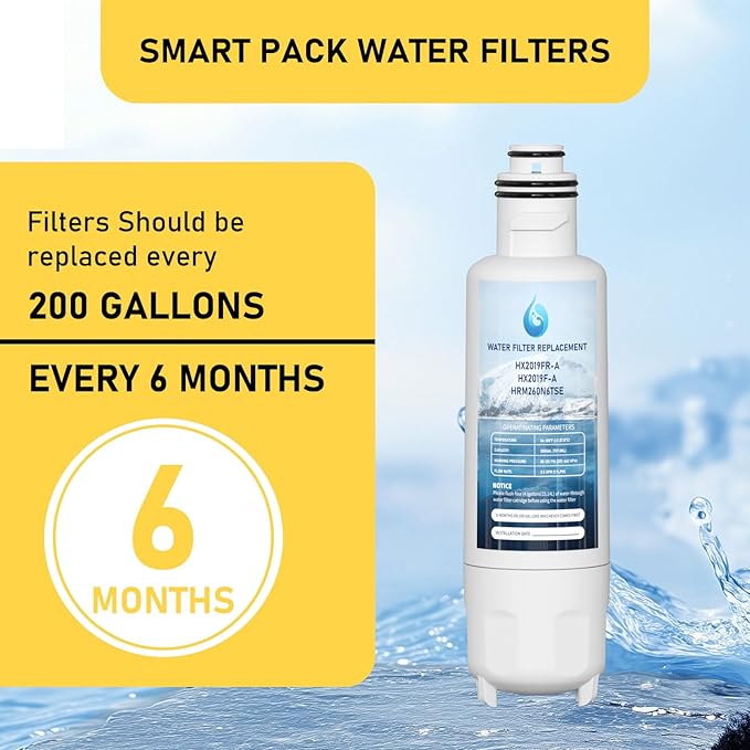 HX2019F-A HX2019FR-A Water Filter Replacement, Compatible With Hisense HRM260N6TSE, HRFD560SW, HRCD585BW, HRFD634BW, HRCD650BW, HRCD586TBWB and Mora MRM260N6TSE 3 Pack