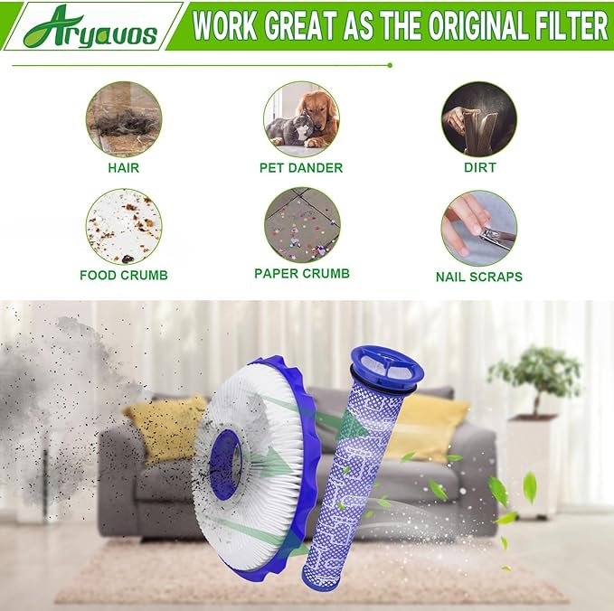 Filter Replacements for dy.son DC40, 2 Post-Motor & Pre-Motor Filters for DC42, Total Clean, UP16 Animal, UP19 Ball Multi Floor 2 Vacuum, Compare Part 923587-02 & 922676-01